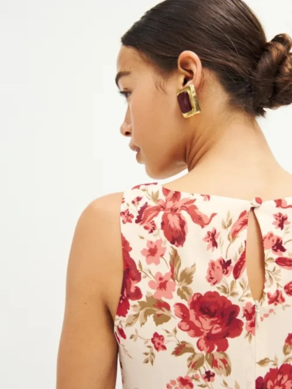NWT Reformation Magnus Dress in La Belle Red White Floral Midi Sleeveless Size 0